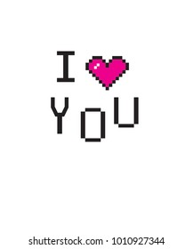 Pixel art heart I love you color icon valentine