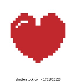Pixelkunstherz. Pixel rotes Herzsymbol. Vektorgrafik. 