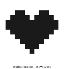 Pixel Art Heart shape Icon Pictogram Sticker. Black Day or St Valentine Day design element concept