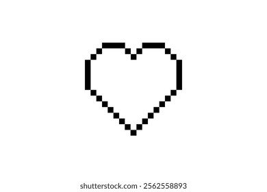 Pixel art heart sign for Valentine's Day in 8-bit retro game style. Pixel art Valentine's Day or banner isolated on white background