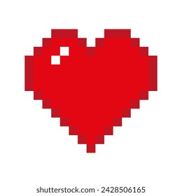 A pixel art heart with a sparkle in the middle on a white background