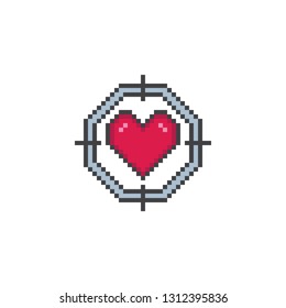 Pixel art heart target vector icon set. Sign for web, mobile design and 8 bit games.
Vector illustration. Valentine day, love, wedding symbol.