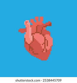 Pixel-Art-Herz, Vektorgrafik auf isoliertem Hintergrund.
