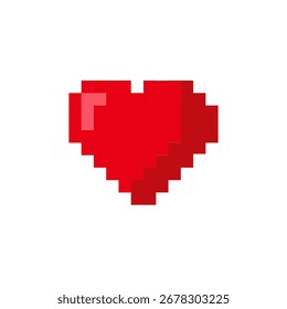 Pixel art Ilustración vectorial de corazón Diseño aislado