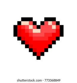 Pixel Art Heart. Vector Love Symbol. Valentine's Day. 8 Bit Icon