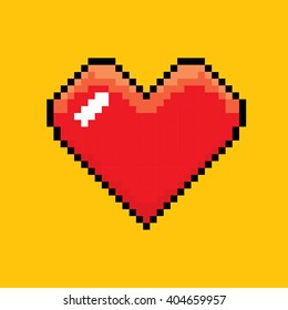 Pixel art heart . vector red heart. games lives or handicap