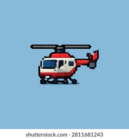 Pixel Art Helicopter Design Vector