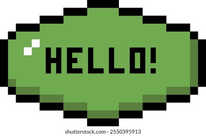 Pixel Art Hello Speech Bubble Vector Illustration