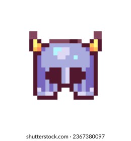 Pixel Art Helmet Icon. 8bit Retro Game Viking Helm with Horns Sticker. Vintage 80s, 90s Arcade Video Game Style Element for Game Asset or Sprite, Interface Symbol, or decorative pattern.