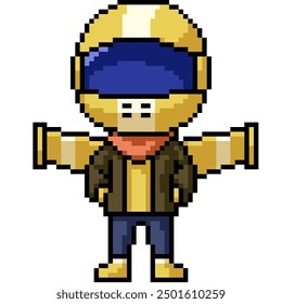 pixel art of hero kid costume isolated background