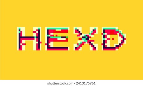 Pixel Art Hexd Minimal Glitch Typography on Yellow Background