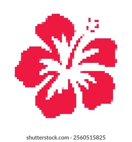Pixel Art Hibiscus Flower Vector