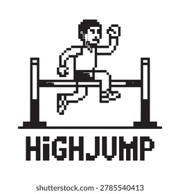 pixel art high jump athlete in action