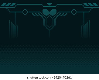 Pixel-Art High-Technology: Textur-Hintergrund, Neon-Blue-Dithering-Farbverlauf