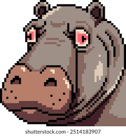 pixel art of hippo angry face isolated background