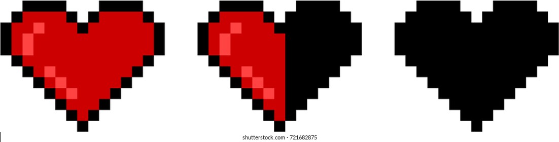 Pixel Art Hit Point, Heart 8 bit style isolated