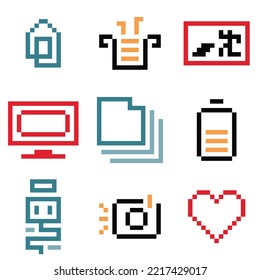 Pixel art. Home Icon set colection