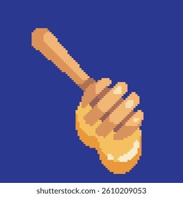pixel art honey stick, vector illustration on isolated background.