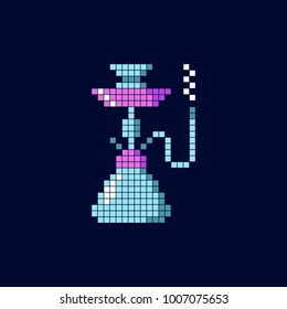 Pixel art hookah minimalistic illustration. Isolated object. game 8 bit style