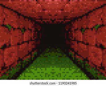 Pixel Art - Horror Corridor Illustration - 8 bit