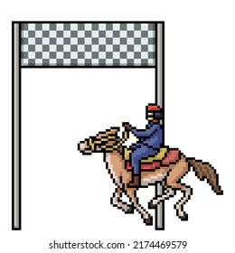 pixel art of horse raise finish