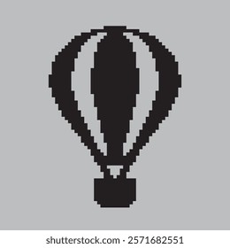 pixel art hot air balloon, vector illustration on isolated background.
