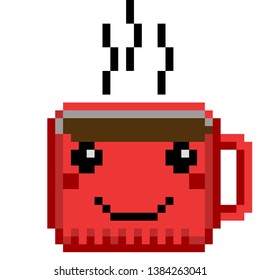 Pixel Art Hot coffee mug