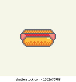 Pixel art Hot Dog vector icon. Fast food set  for web design, mobile app, stickers and games.