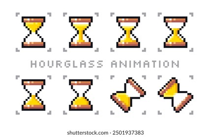 Pixel art hourglass icon animation