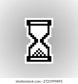 Pixel art hourglass loading icon. Retro 8-bit computer sandglass loop video. Time cursor. Download, load, upload, install, processing time seamless animation. Vector illustration