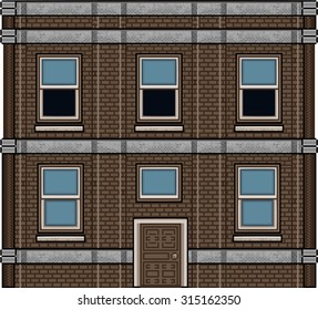 Pixel art house for background in games and design