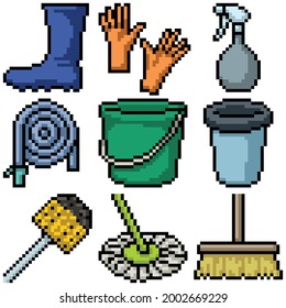 pixel art of house creening tools