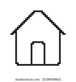 Pixel Art House Icon. Pixelated House, Symbol Of Home Or Building. Real Estate, Shelter Or Property. Isolated Vector Illustration.