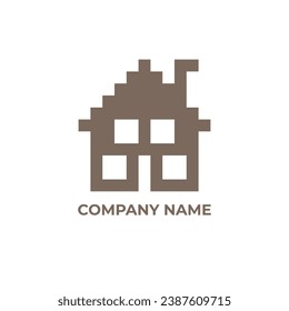 Pixel Art House Logo Design