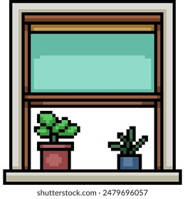 pixel art of house window open isolated background