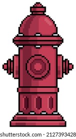 Pixel art Hydrant vector icon for 8bit game on white background


