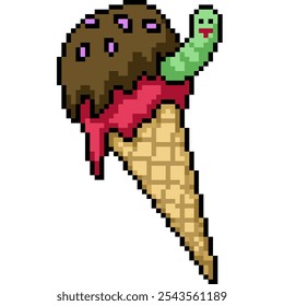 pixel art of ice cream cone worm isolated background