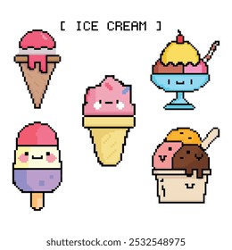 pixel art Icono de helado Icono de helado de la tienda Cute stylized pixel art