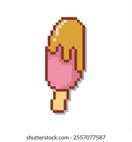Pixel art of ice cream. Pixelated lollypop ice cream.