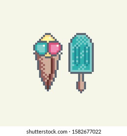 Pixel art Ice cream vector icon. Fast food set  for web design, mobile app, stickers and games.