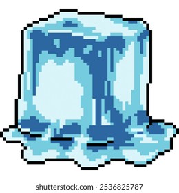 pixel art of ice cube melt isolated background