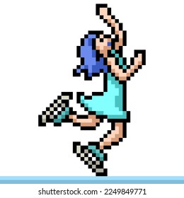 pixel art of ice ski dance