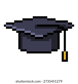 Pixel Art Icon of Academic Hat. Graduation Symbol