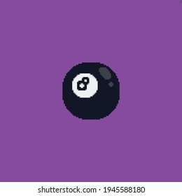 Pixel art icon of black ball with number 8