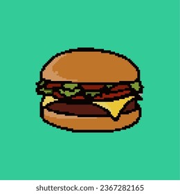 Pixel art icon - burger with cheese slice