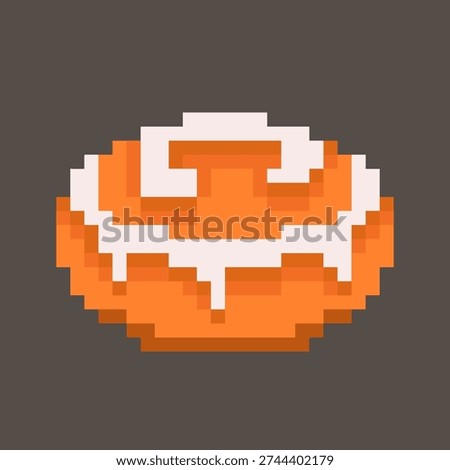 Pixel art icon of a cinnabone in 8 bit style. Sweet dessert illustration symbolizing breakfest, confectionery, snack, and indulgence. Perfect for games, apps, menus, packaging, and digital design projects.