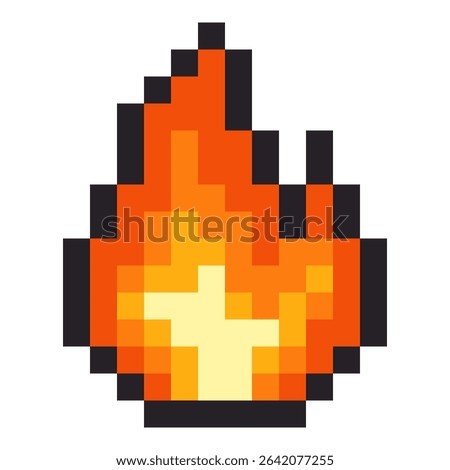 Pixel art icon of a flame emoji isolated on white background
