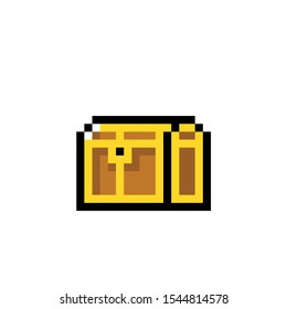 Pixel art icon of game object, 
treasure chest vector illustration.