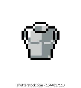 Pixel art icon of game object, 
iron armor vector illustration