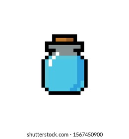 Pixel art icon of game object, flask elixir of magic, vector illustration.